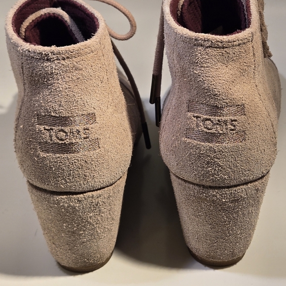 Toms Women's Kala Suede Ankle Boots Lace-Up Wedge Booties Desert Tan Size US 7 - Picture 13 of 16